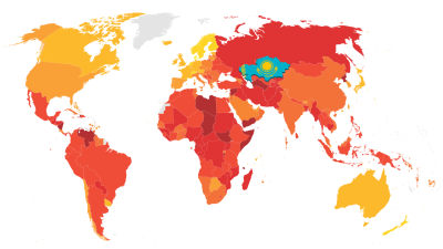 Kazakhstan ranked 101st in the Corruption Perceptions Index